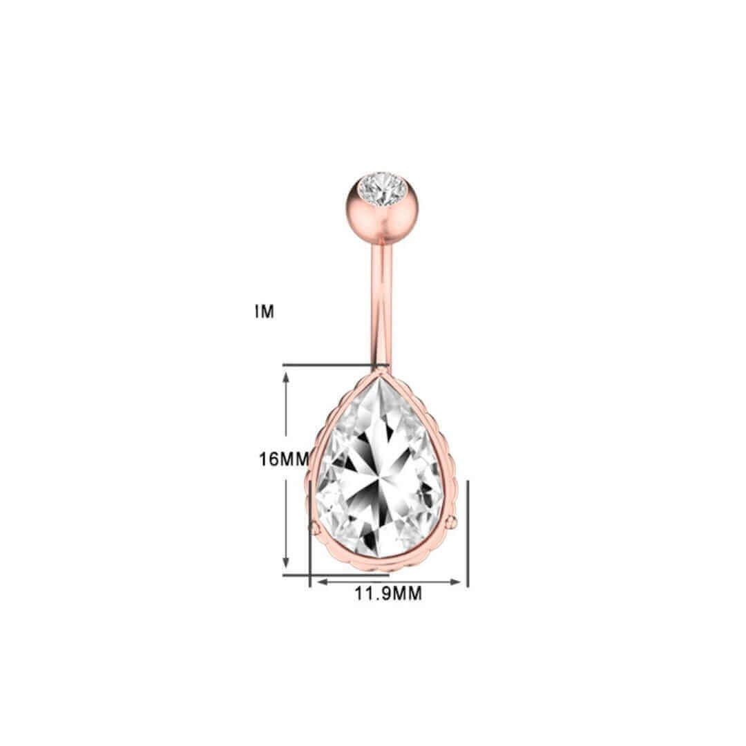 Large drop navel ring dimensions