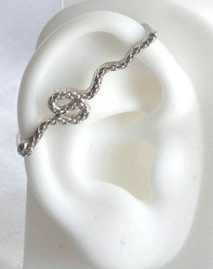 No Piercing Ear Bar Silver Snake