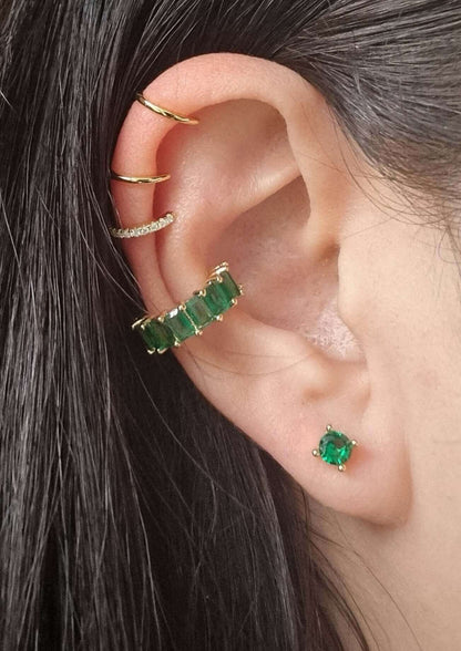 No piercing green ear cuff on earring