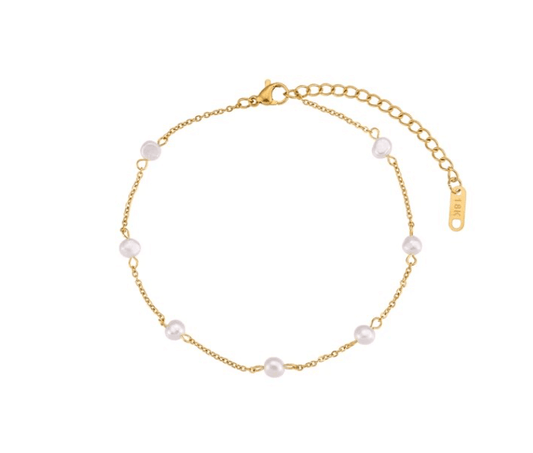 gold anklet with pearls