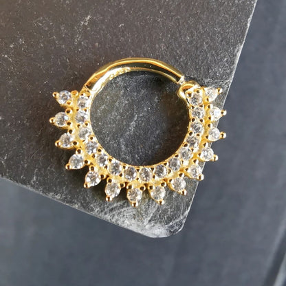 Septum/Daith Piercing Ring Jewelry 18G 8 mm - 18K Gold Plated 925 Sterling Silver