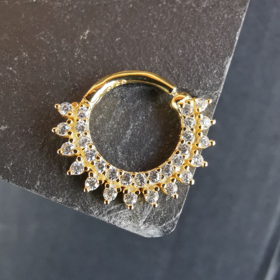 Septum/Daith Piercing Ring Jewelry 18G 8 mm - 18K Gold Plated 925 Sterling Silver
