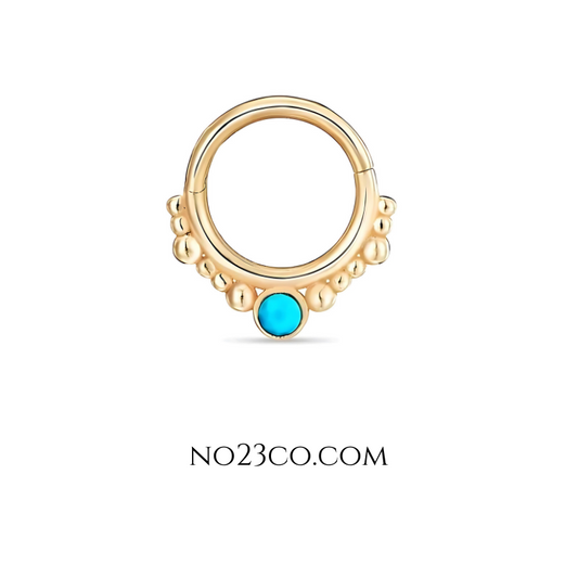 Chic septum daith ring piercing jewelry featuring a stunning turquoise stone accent.