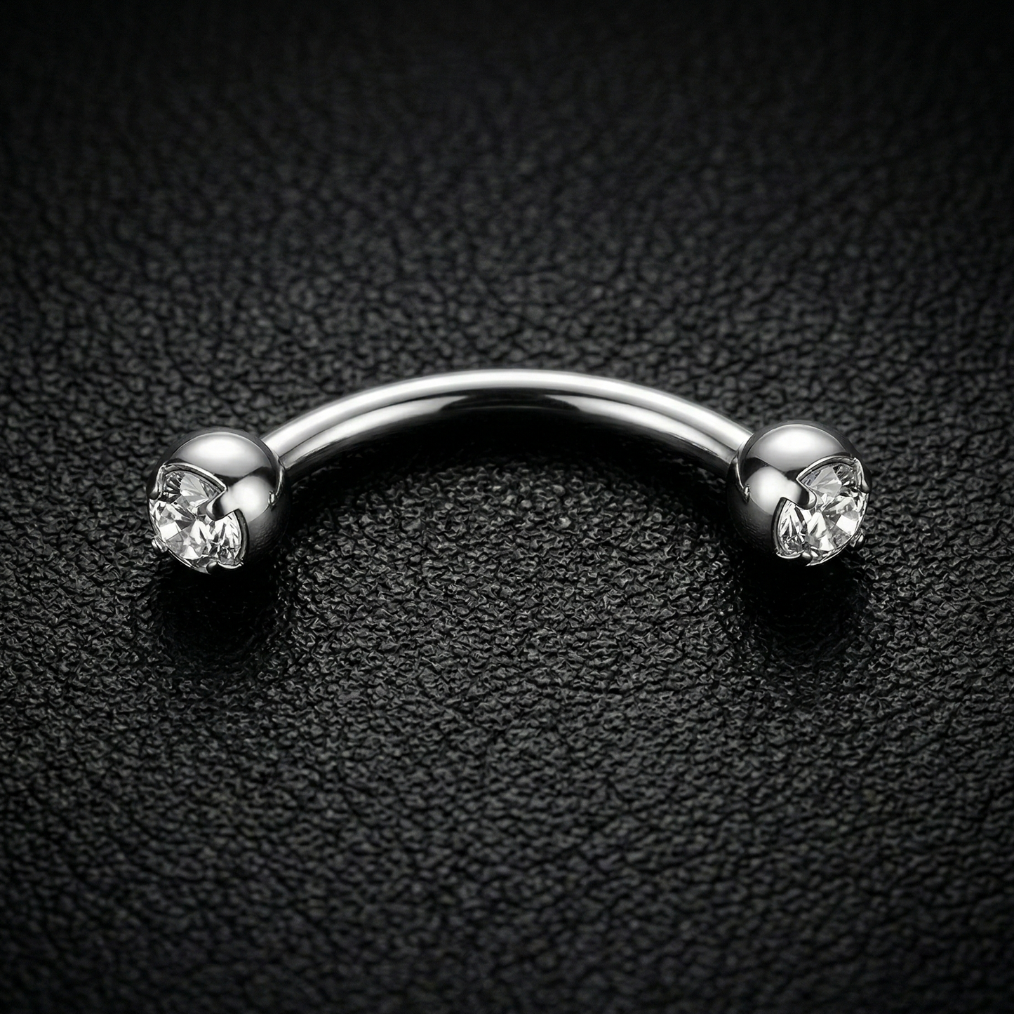 Silver Barbell for Eyebrow /Rook Piercing with Cubic Zirconia Ball Closures – 16G Stainless Steel Jewelry by no23co