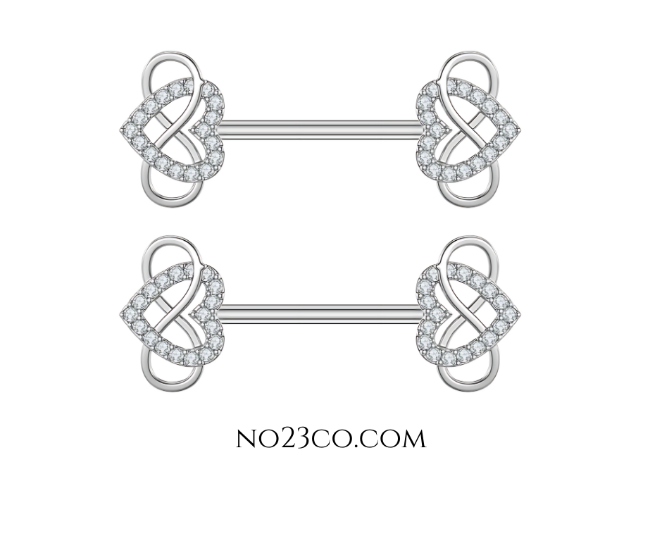 Silver Nipple Bar Piercing 14G Surgical Steel 316L - No23Co