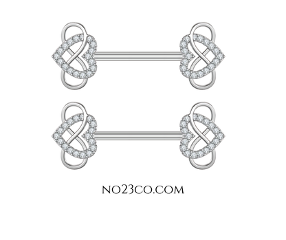 Silver Nipple Bar Piercing 14G Surgical Steel 316L - No23Co