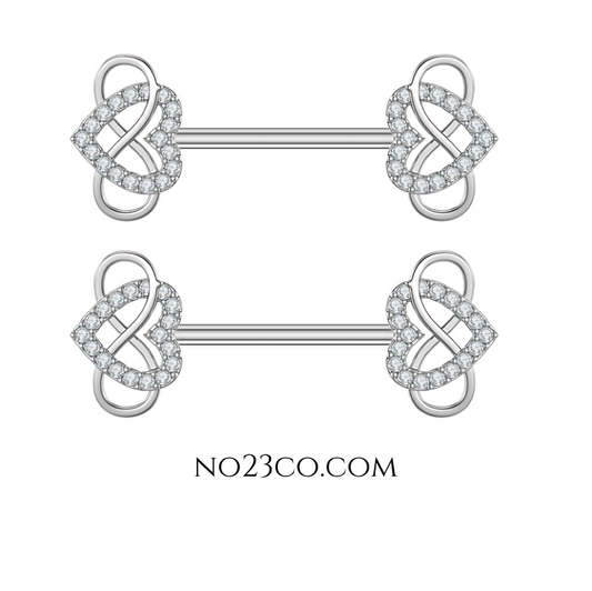 Silver Nipple Bar Piercing 14G made of Surgical Steel 316L - No23Co