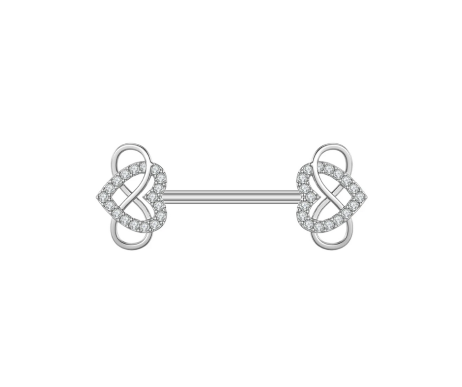 Silver Nipple Bar Piercing 14G Surgical Steel 316L Silver (Single)