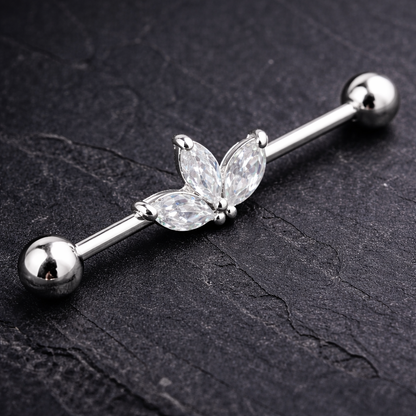 Industrial earring on a dark textured background