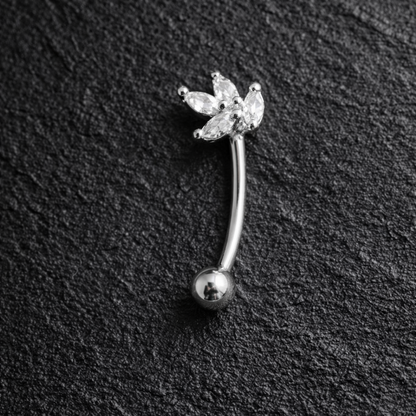 Silver eyebrow/rook piercing bar with sparkly zirconia