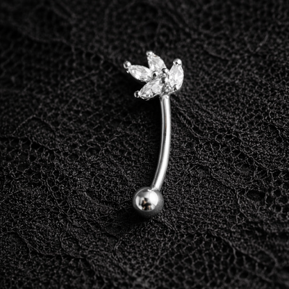 Silver eyebrow/rook piercing jewelry with zirconia