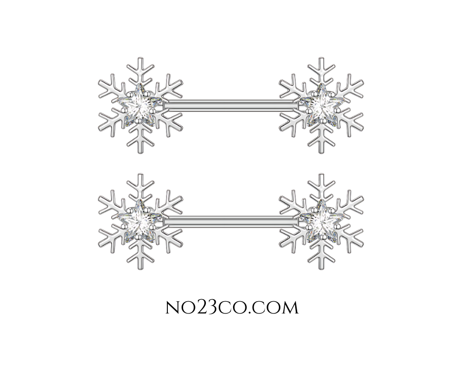 Snowflake Nipple Piercing 14G Surgical Steel 316L Silver - No23Co