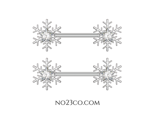 Snowflake Nipple Piercing 14G Surgical Steel 316L Silver - No23Co