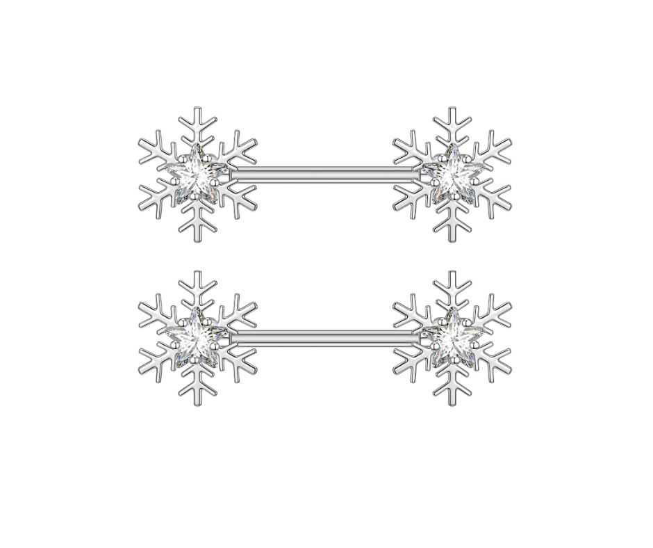 Snowflake Nipple Piercing Jewelry 14G Surgical Steel 316L Silver