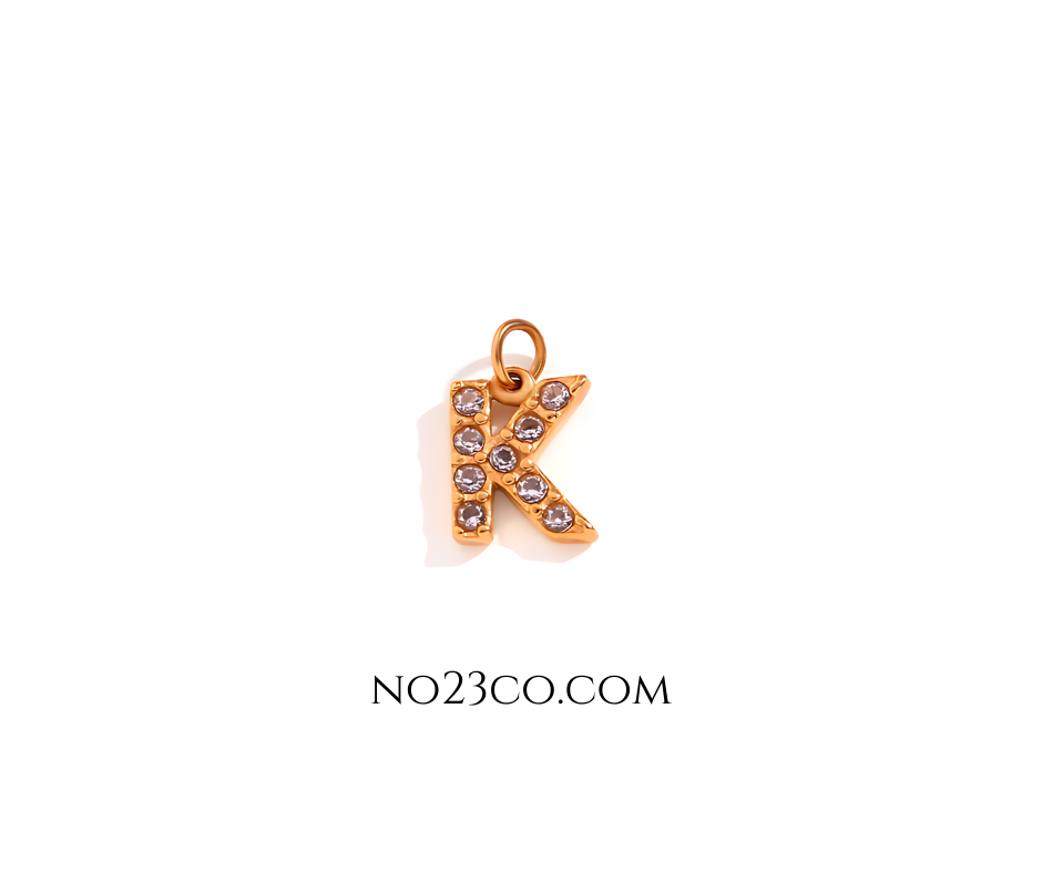 Stainless Steel Gold Plated 18K Letter ''K''