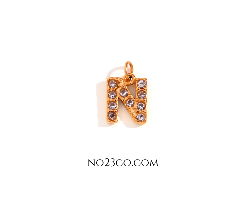 Stainless Steel Gold Plated 18K Letter "N"