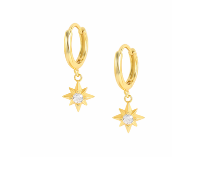 Star Droplets Earrings- 18K Gold Plated 925 Sterling Silver Ear Piercing