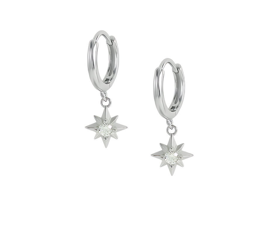 Star Droplets Earrings- 925 Sterling Silver Ear Piercing - No23Co