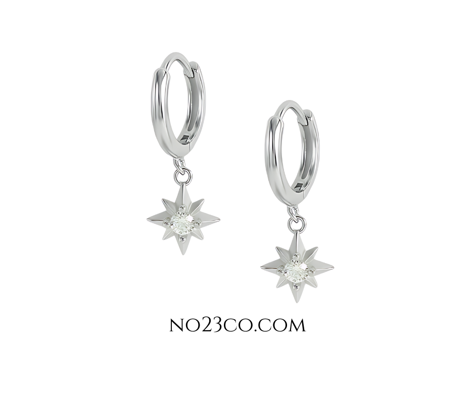 Star Droplets Earrings- 925 Sterling Silver Ear Piercing - No23Co