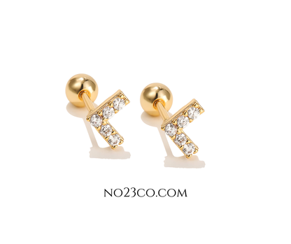 Stud Earrings with V Shape Gold Stainless steel