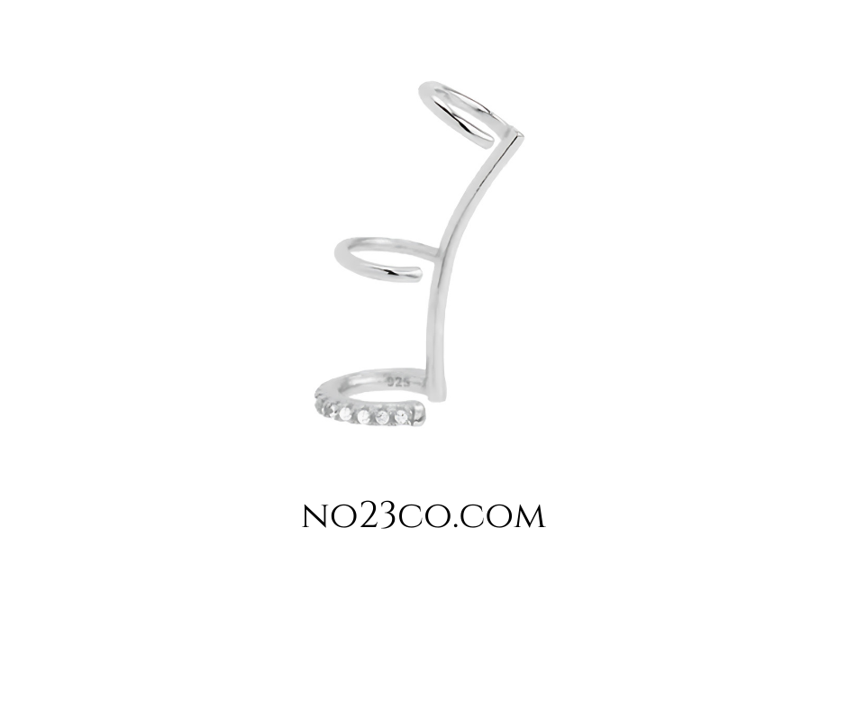 Triple Ear Cuff No Piercing 925 Sterling Silver Earring Platinum Plated - No23Co