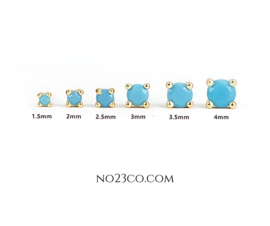 Turquoise Stud Earrings Stack able earrings 18K Gold Plated Sterling Silver