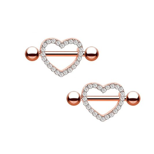 Heart Nipple Shields. Rose gold and white CZ