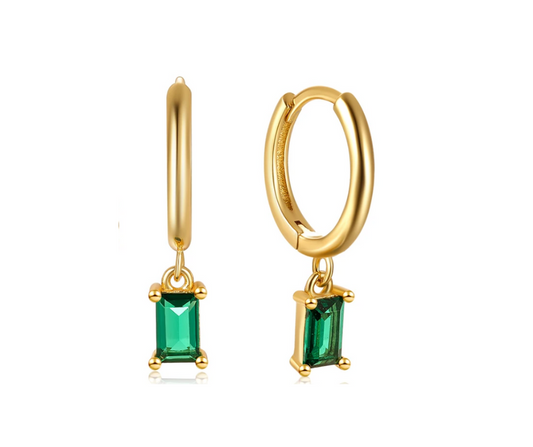 Green and Gold earrings droplets