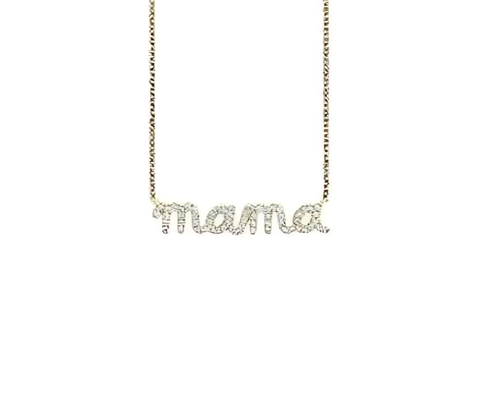 mama Pendant Necklace Jewelry White 5A Zirconia made by 18K Gold Plated 925 Sterling Silver