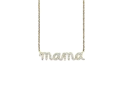 mama Pendant Necklace Jewelry White 5A Zirconia made by 18K Gold Plated 925 Sterling Silver