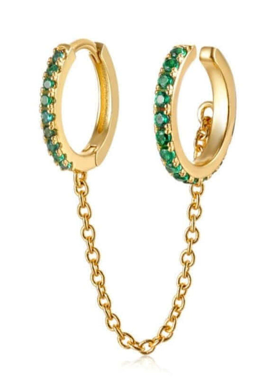 8mm Green and Gold Hoops 18K Gold 925 stock pic