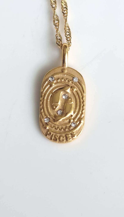 Gold Pisces Necklace waterproof jewellery