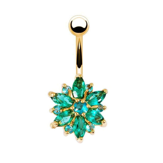 Green Flower Navel Ring Belly button ring