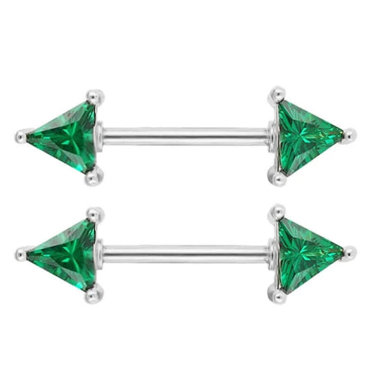 Green Gem Nipple bar piercing. 